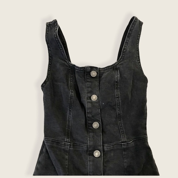 Denim Co. Classic Black Distressed Casual Jean Button Up Everyday Casual Dress - Picture 4 of 9